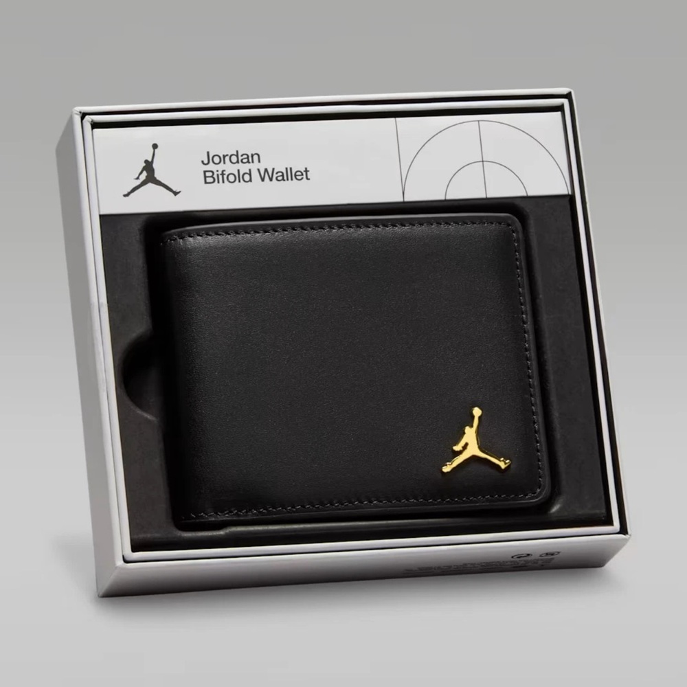 Jordan Jumpman Ingot Bifold Leather Wallet Men’s Black Gold MJ LOGO MA0819-023
